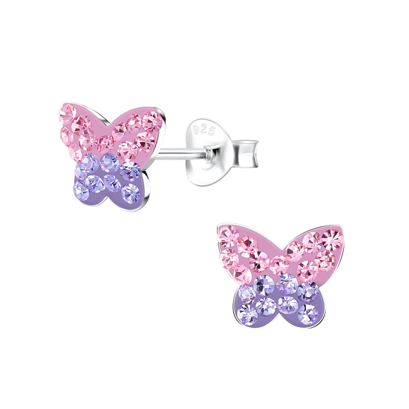 Wholesale Silver Butterfly Stud Earrings