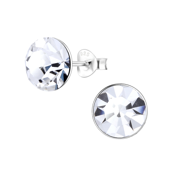 Wholesale 8mm Round Crystal Silver Stud Earrings