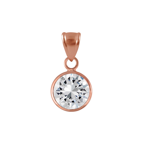 Wholesale 8mm Round Cubic Zirconia Silver Pendant
