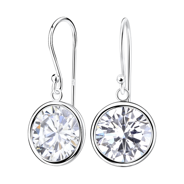 Wholesale 12mm Round Cubic Zirconia Silver Earrings