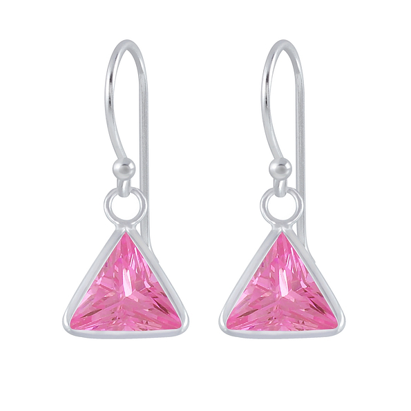 Wholesale 6mm Triangle Cubic Zirconia Silver Earrings