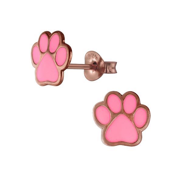 Wholesale Silver Paw Print Stud Earrings