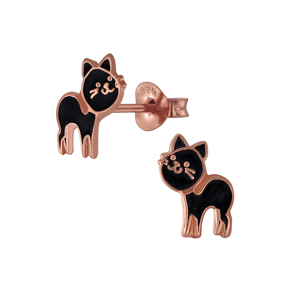 Wholesale Silver Cat Stud Earrings