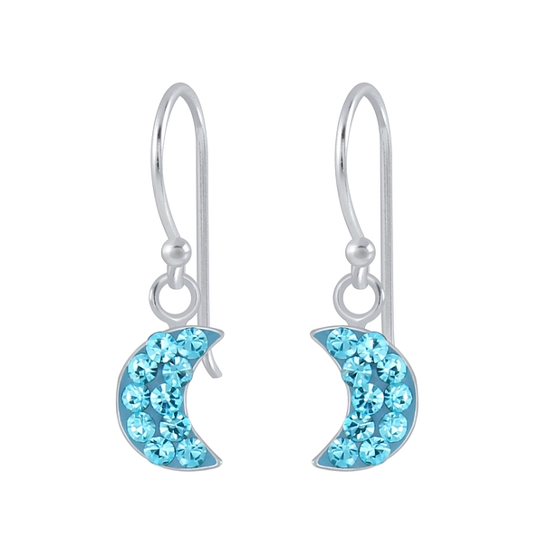 Wholesale Silver Half Moon Crystal Earrings