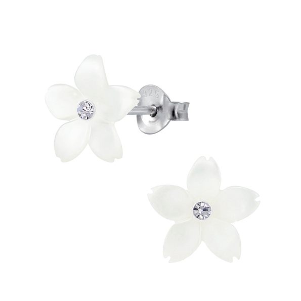 Wholesale Silver Shell Flower Stud Earrings