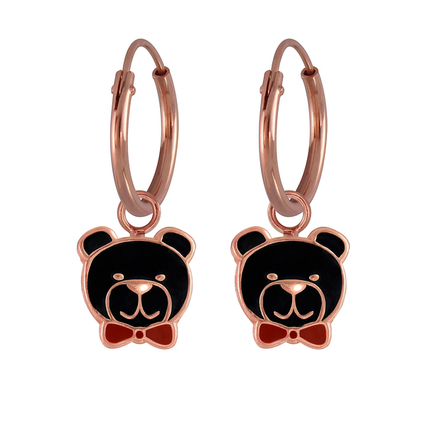 Wholesale Silver Bear Charm Hoop Earrings