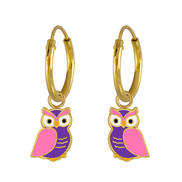 Wholesale Silver Owl Charm Hoop Earrings