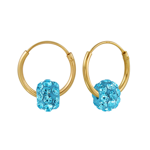 Wholesale Silver Crystal Ball Hoop Earrings