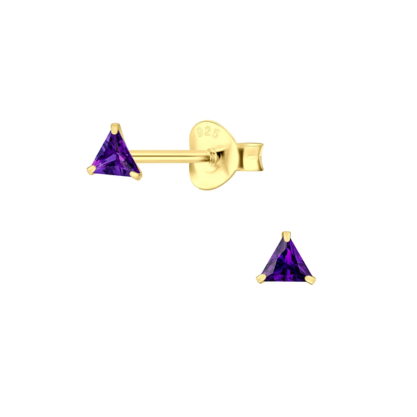 Wholesale 3mm Triangle Cubic Zirconia Stud Earrings