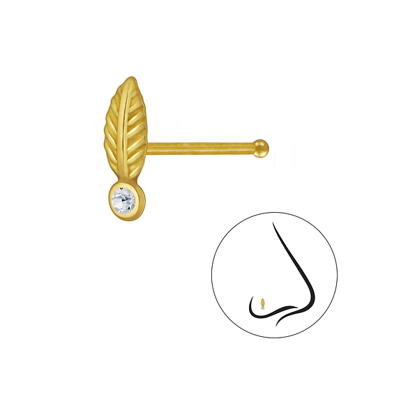 Wholesale Silver Leaf Crystal Nose Stud With Ball
