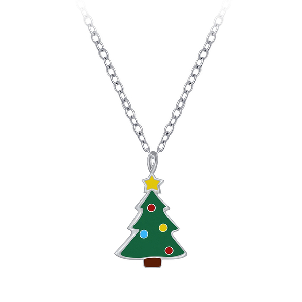 Wholesale Silver Christmas Tree Necklace