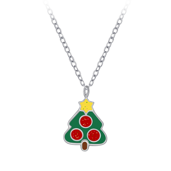 Wholesale Silver Christmas Tree Necklace