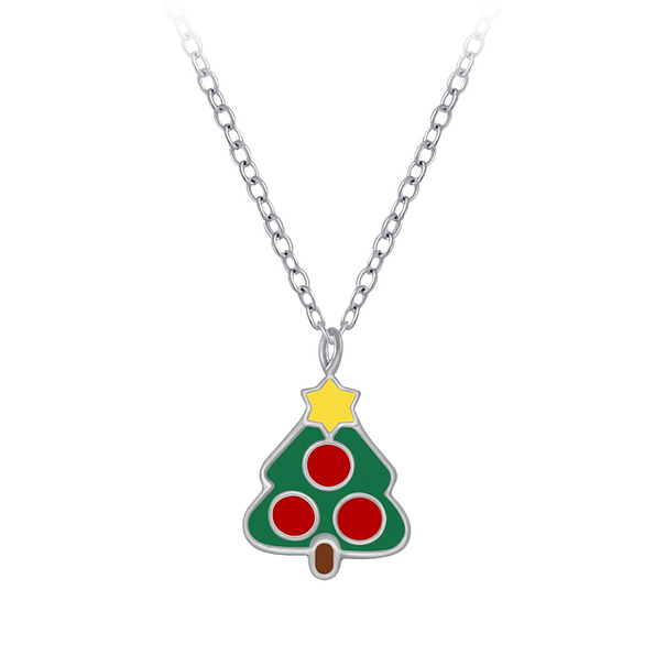 Wholesale Silver Christmas Tree Necklace