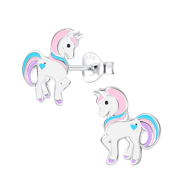 Wholesale Silver Unicorn Stud Earrings