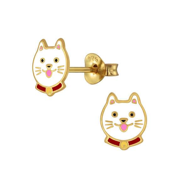 Wholesale Silver Cat Stud Earrings