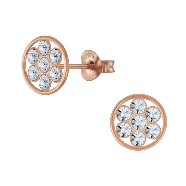 Wholesale Silver Circle Crystal Stud Earrings