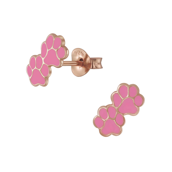 Wholesale Silver Paw Print Stud Earrings