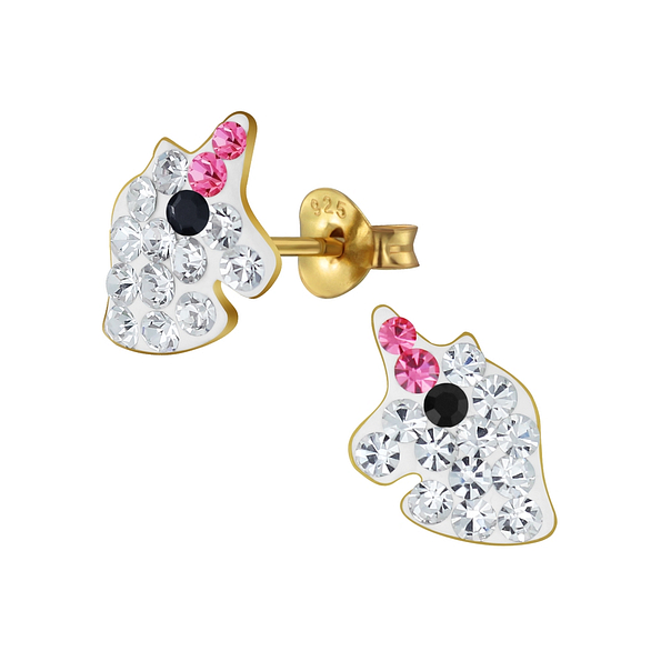 Wholesale Silver Unicorn Crystal Stud Earrings