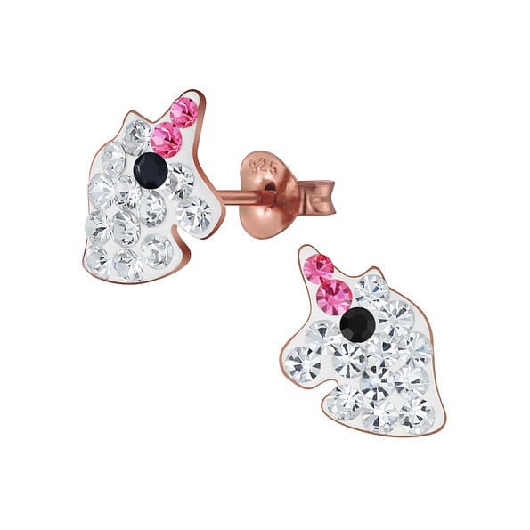 Wholesale Silver Unicorn Crystal Stud Earrings