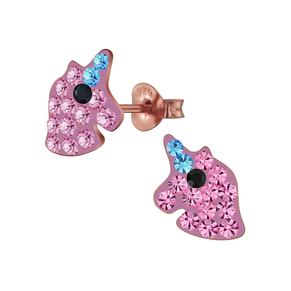Wholesale Silver Unicorn Crystal Stud Earrings