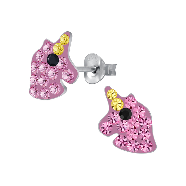 Wholesale Silver Unicorn Crystal Stud Earrings