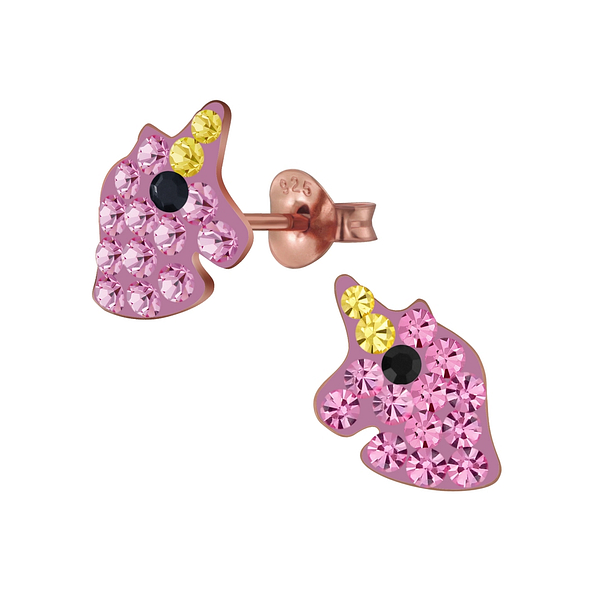 Wholesale Silver Unicorn Crystal Stud Earrings
