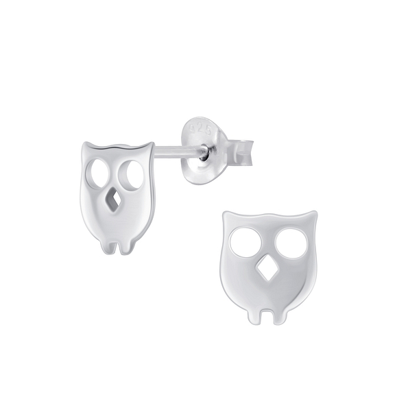 Wholesale Silver Owl Stud Earrings