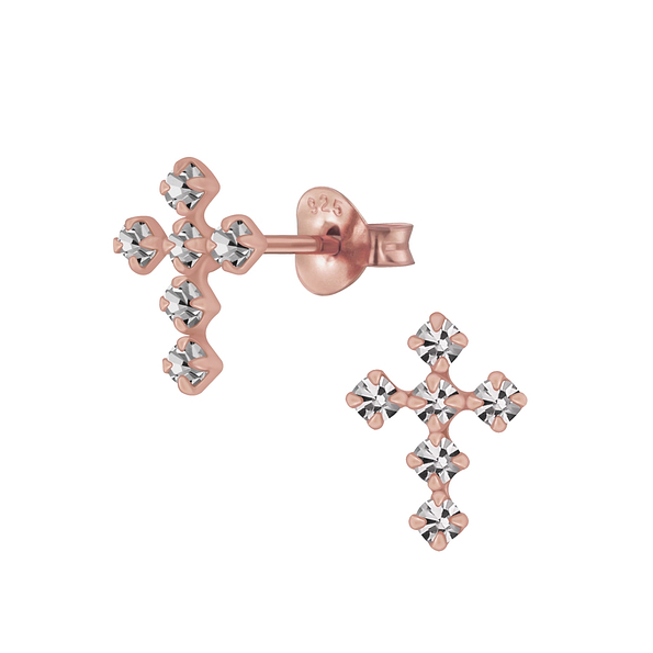 Wholesale Silver Cross Crystal Stud Earrings