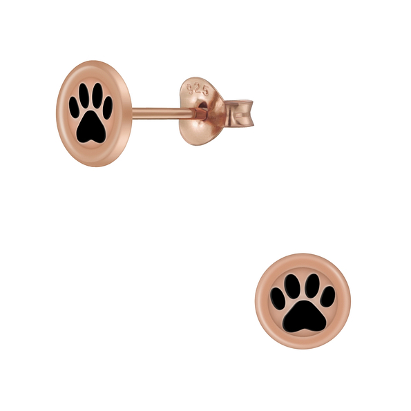 Wholesale Silver Paw Print Stud Earrings