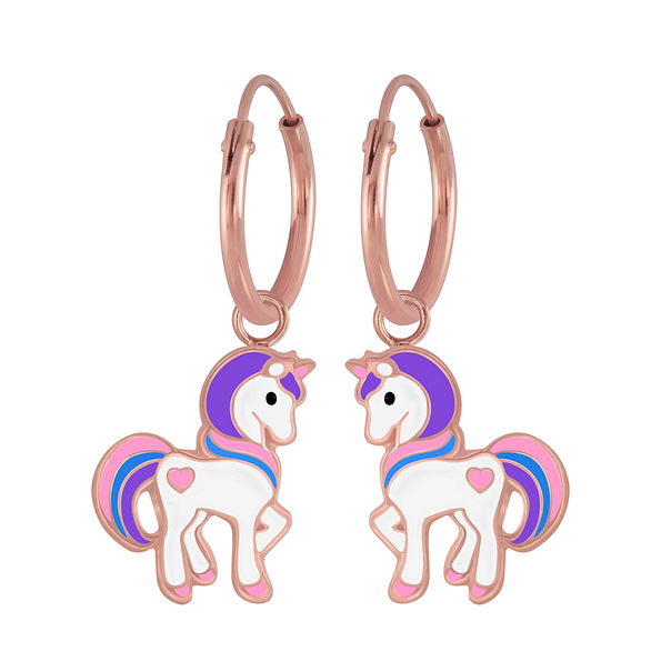 Wholesale Silver Unicorn Charm Hoop Earrings