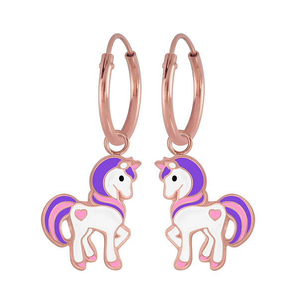Wholesale Silver Unicorn Charm Hoop Earrings