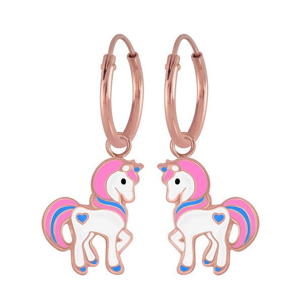 Wholesale Silver Unicorn Charm Hoop Earrings