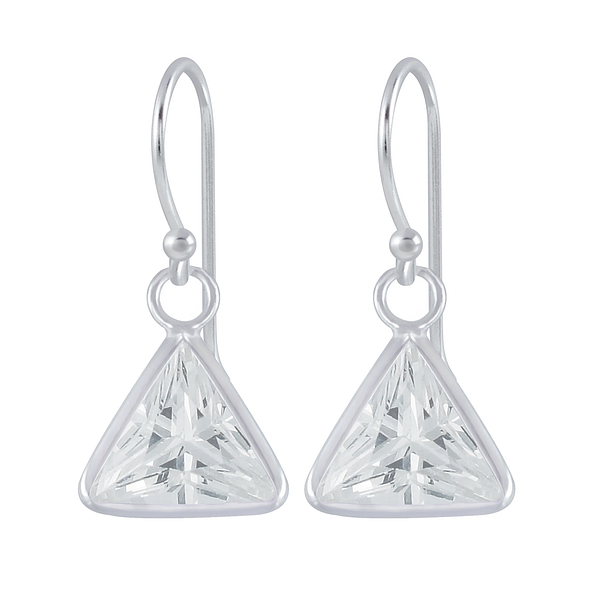 Wholesale 8mm Triangle Cubic Zirconia Silver Earrings