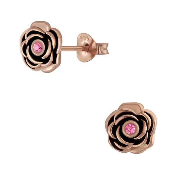Wholesale Silver Flower Crystal Stud Earrings