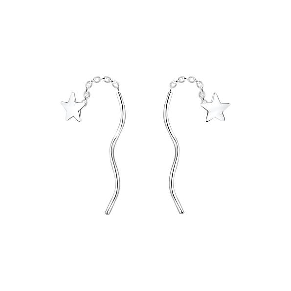 Wholesale Silver Thread Through Star Earrings