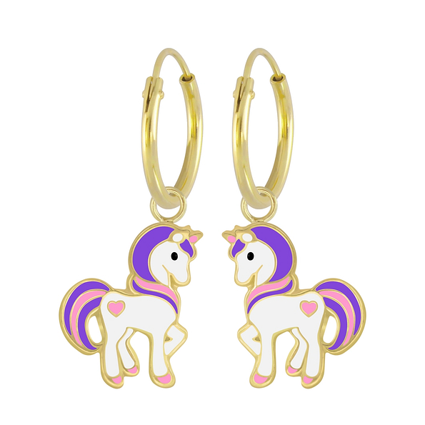 Wholesale Silver Unicorn Charm Hoop Earrings