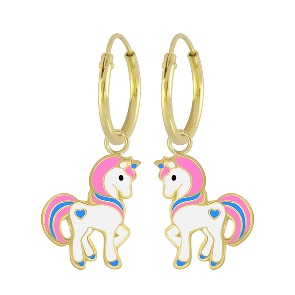 Wholesale Silver Unicorn Charm Hoop Earrings