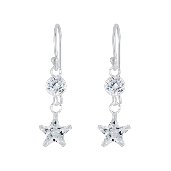 Wholesale Silver Star Cubic Zirconia Earrings