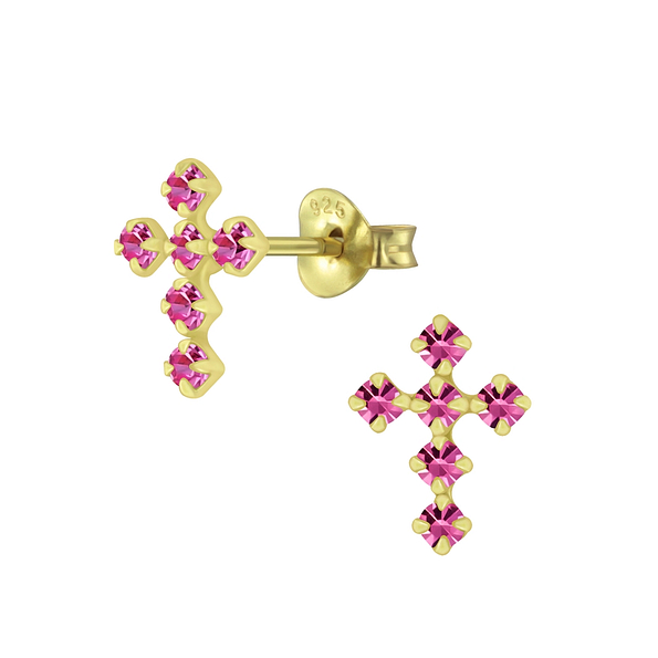 Wholesale Silver Cross Crystal Stud Earrings