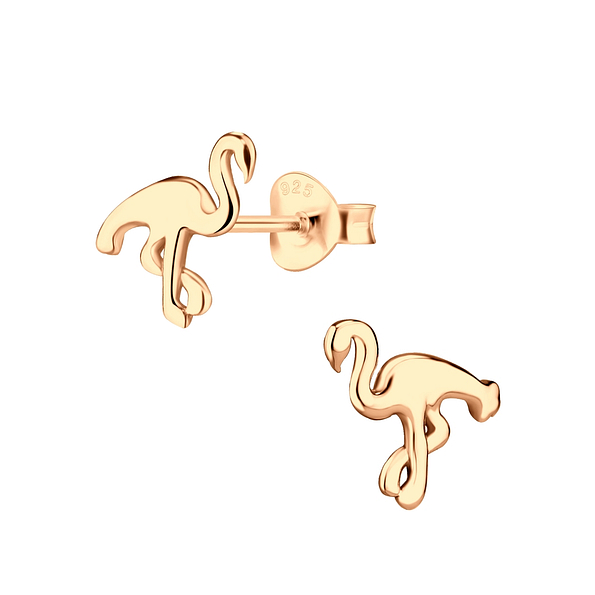 Wholesale Silver Flamingo Stud Earrings