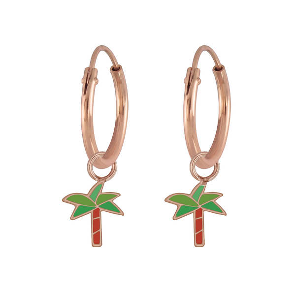 Wholesale Silver Palm Charm Hoop Earrings