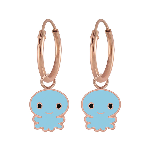 Wholesale Silver Octopus Charm Hoop Earrings