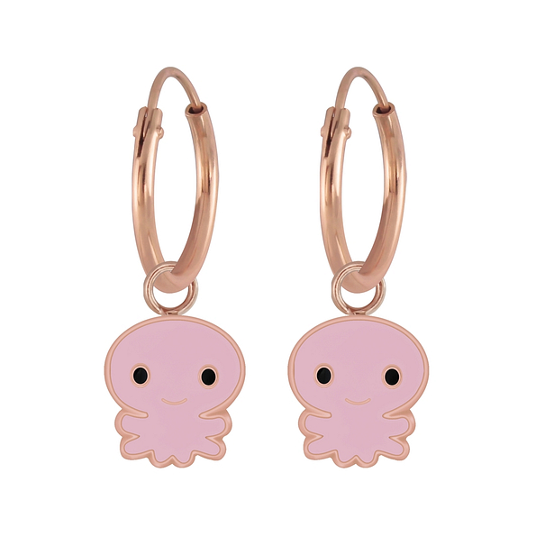 Wholesale Silver Octopus Charm Hoop Earrings