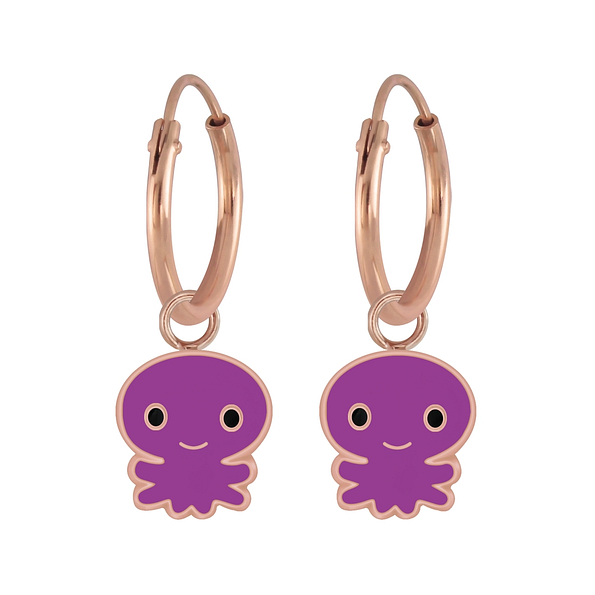 Wholesale Silver Octopus Charm Hoop Earrings