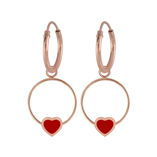 Wholesale Silver Heart Wire Charm Hoop Earrings
