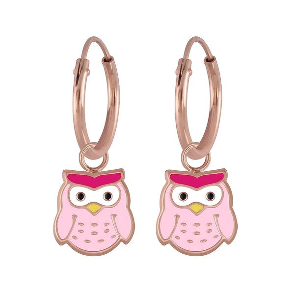 Wholesale Silver Owl Charm Hoop Earrings