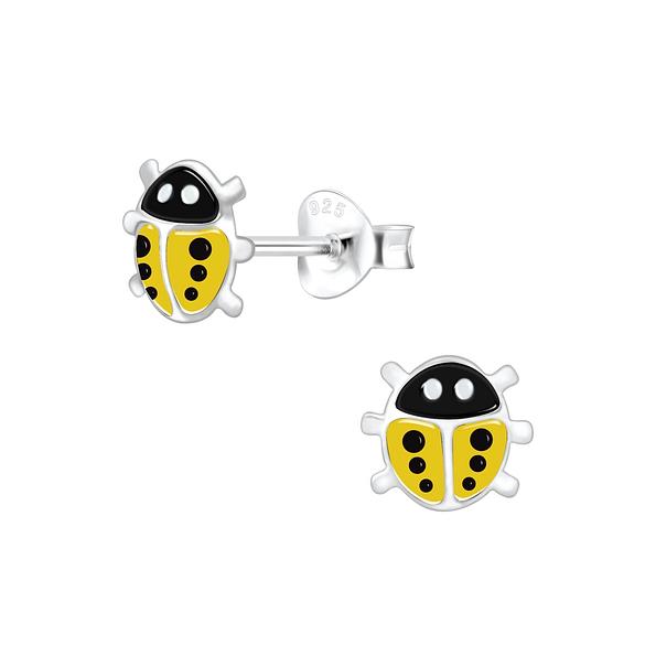 Wholesale Silver Ladybug Stud Earrings