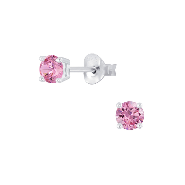 Wholesale 4mm Round Cubic Zirconia Silver Stud Earrings