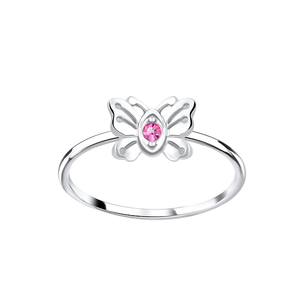 Wholesale Silver Butterfly Crystal Ring