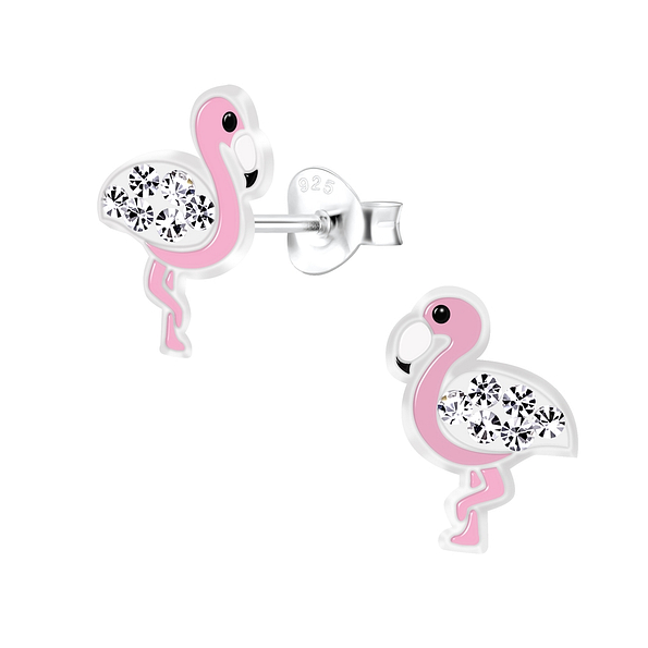 Wholesale Silver Flamingo Stud Earrings 